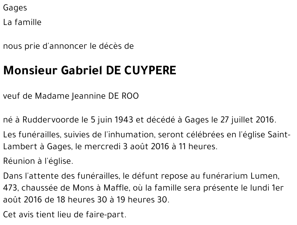 Gabriel DE CUYPERE