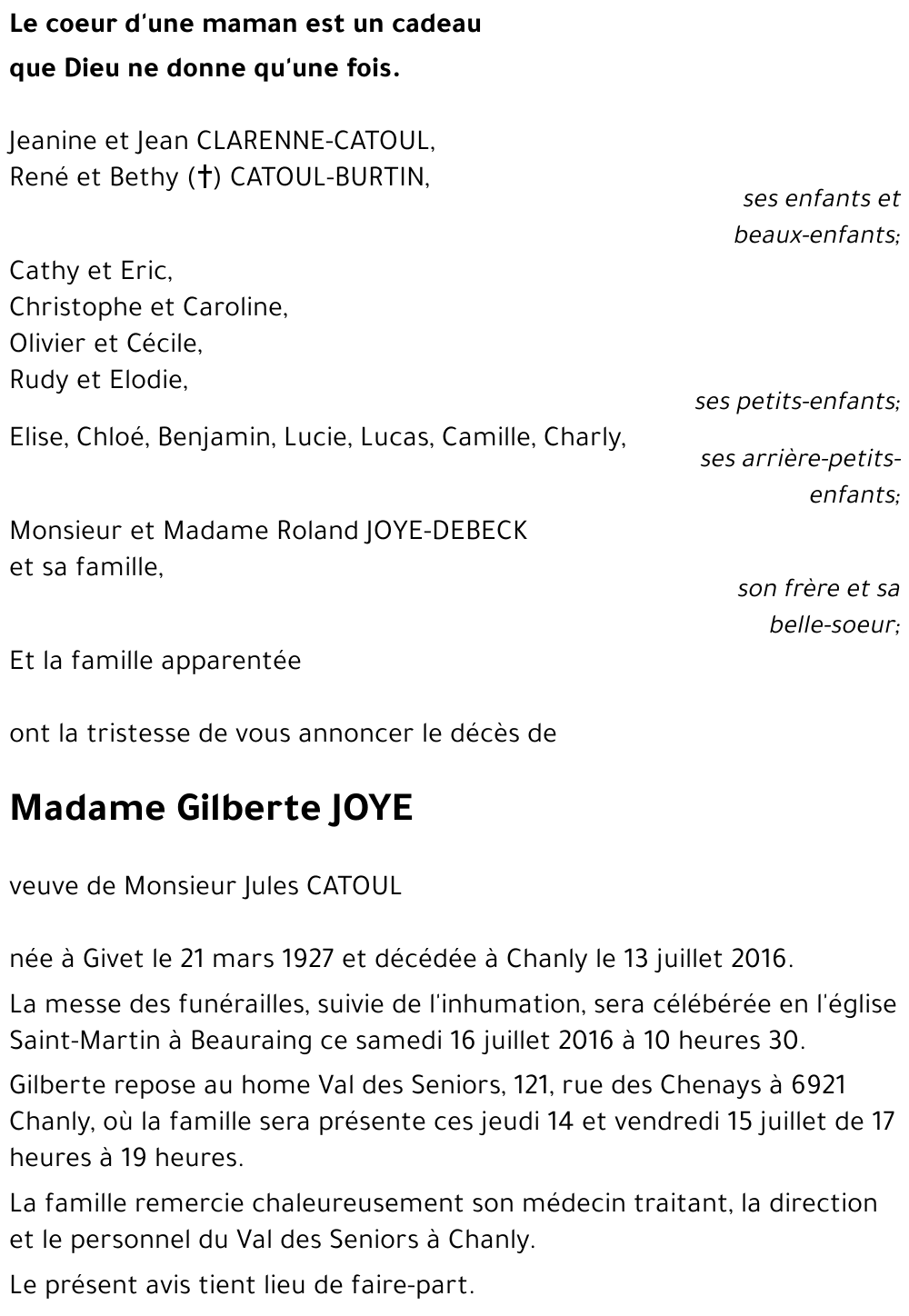 Gilberte JOYE