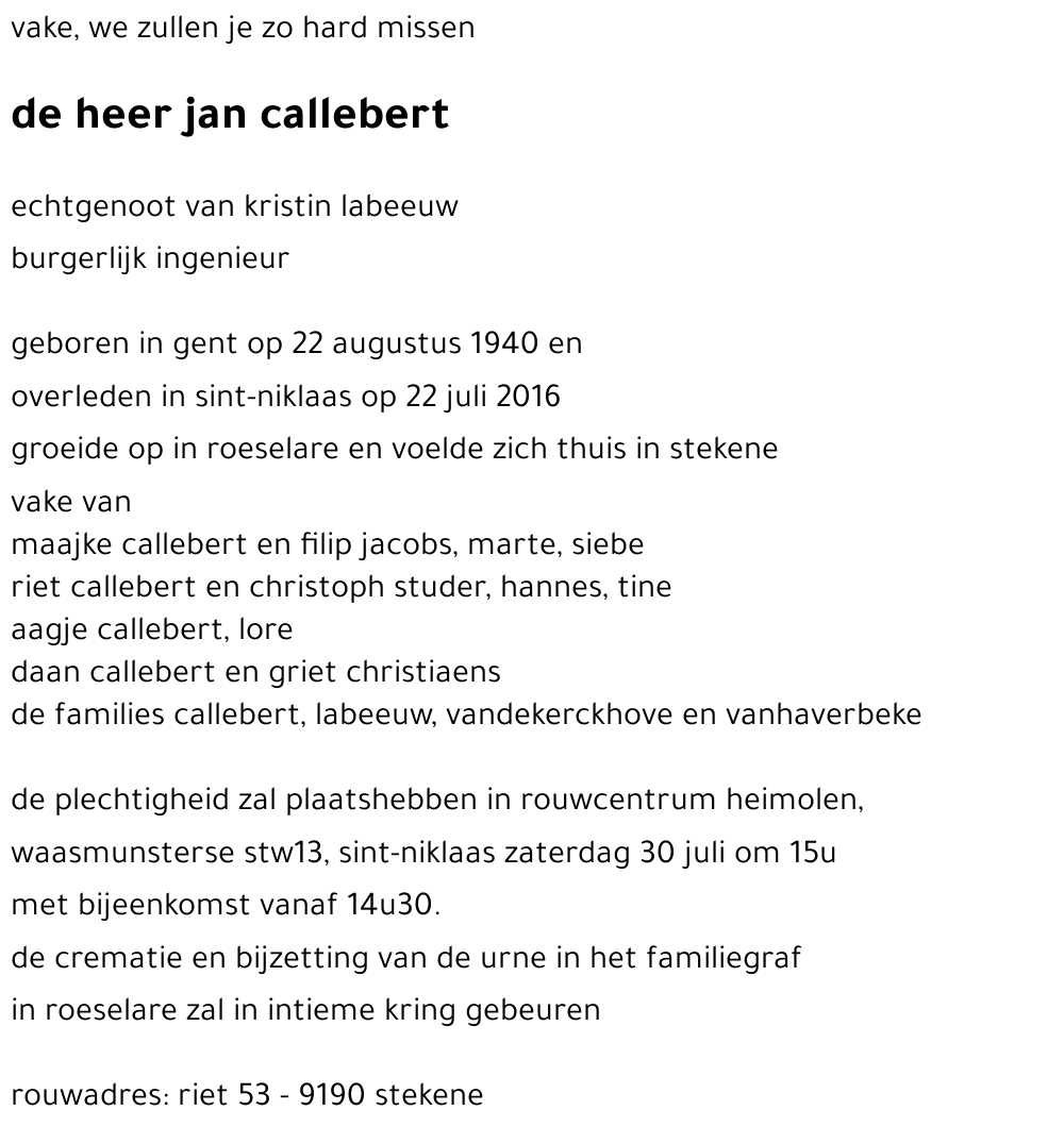 jan callebert