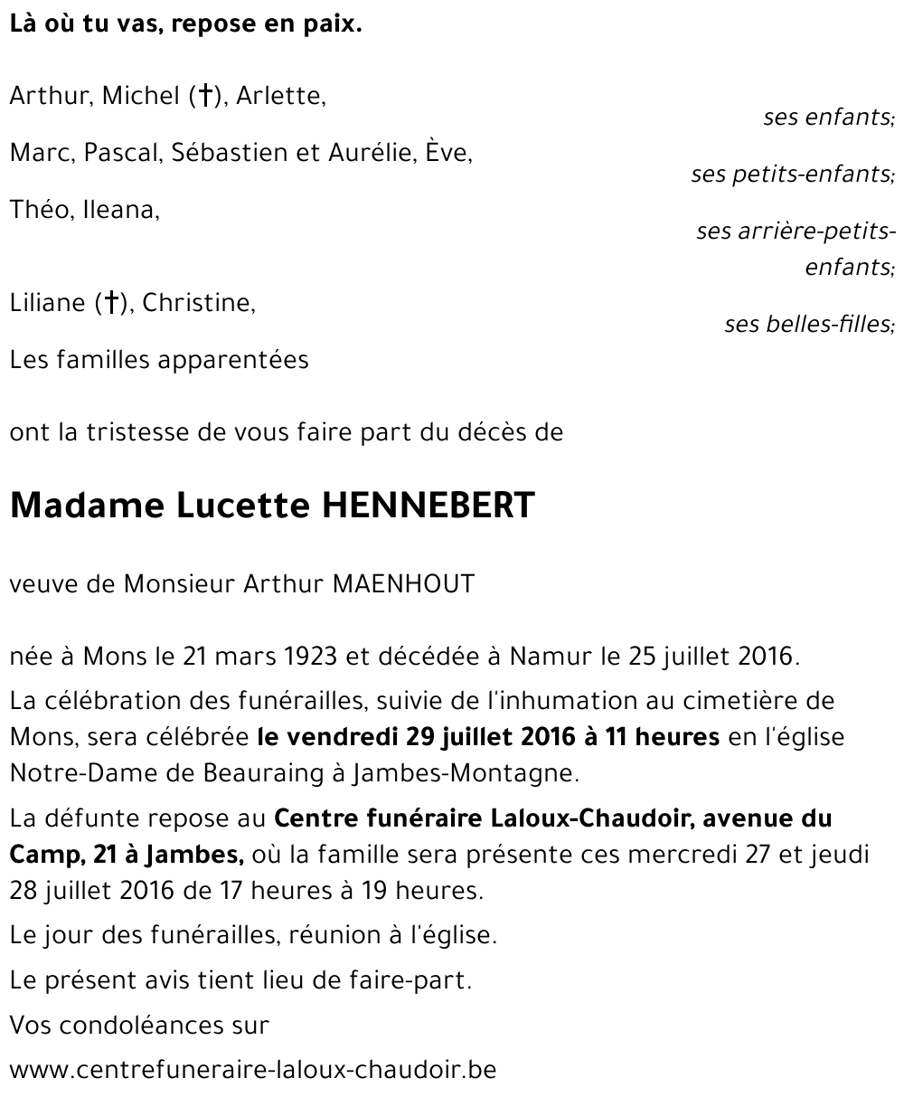 Lucette HENNEBERT