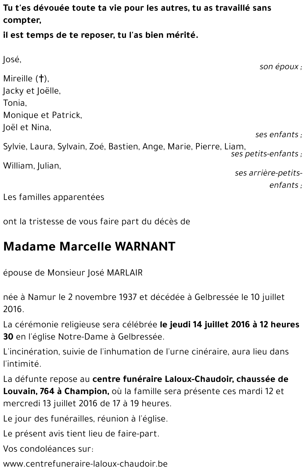 Marcelle WARNANT