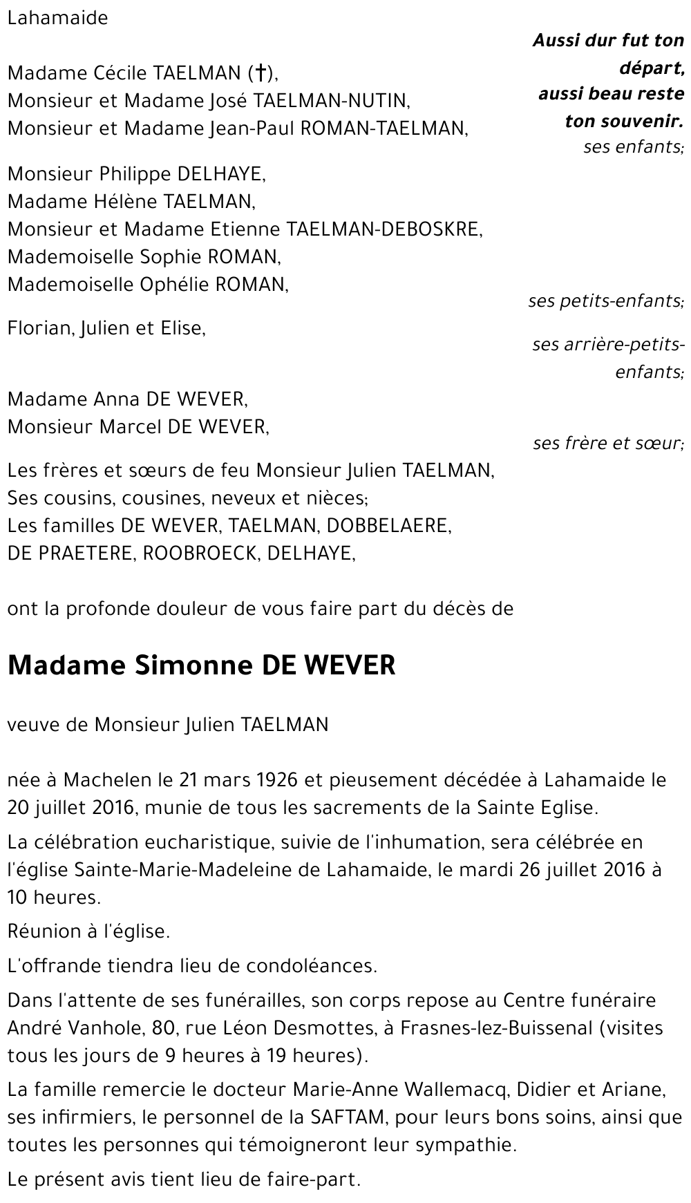 Simonne DE WEVER