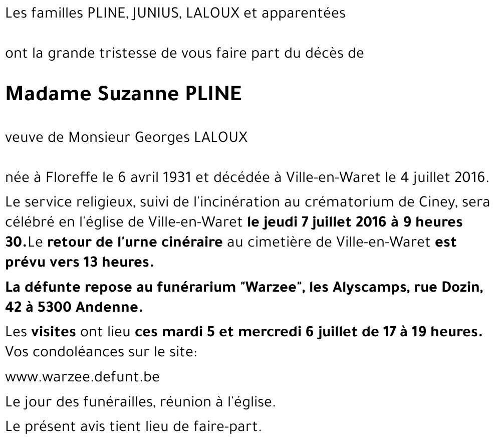 Suzanne PLINE