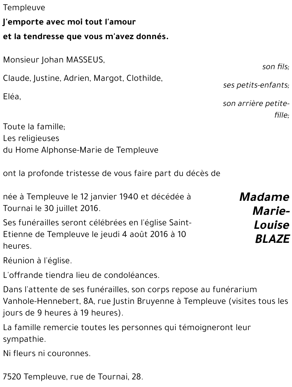 BLAZE Marie-Louise