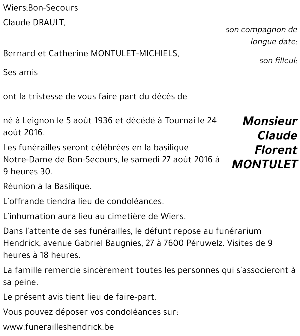 Claude Florent MONTULET