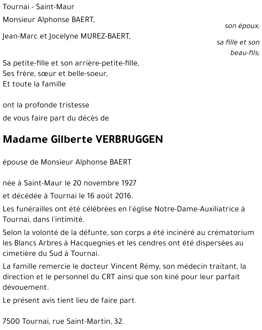 Gilberte VERBRUGGEN