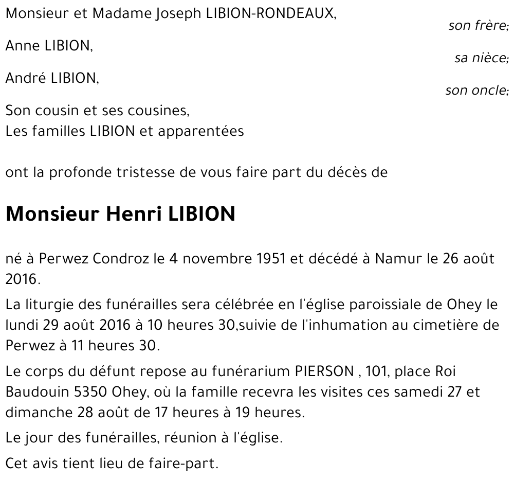 HENRI LIBION