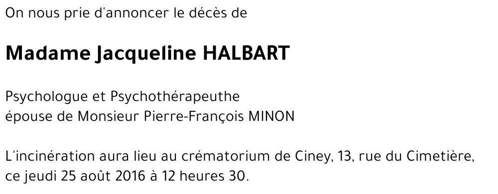 Jacqueline HALBART