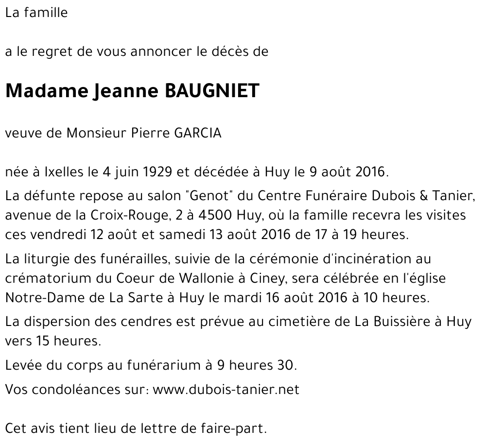 Jeanne BAUGNIET