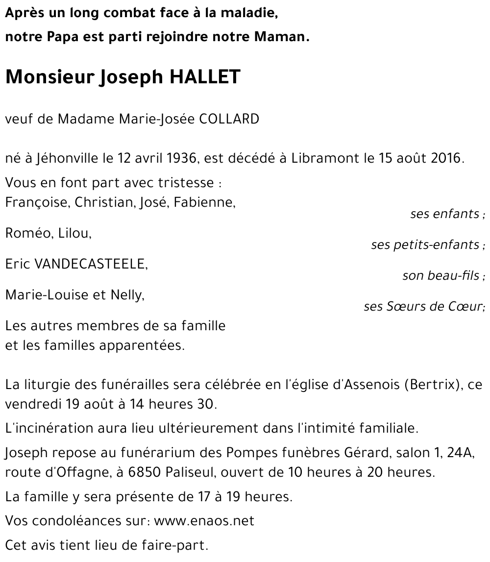 Joseph HALLET