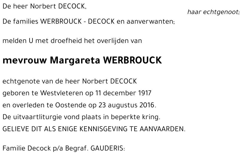 Margareta WERBROUCK