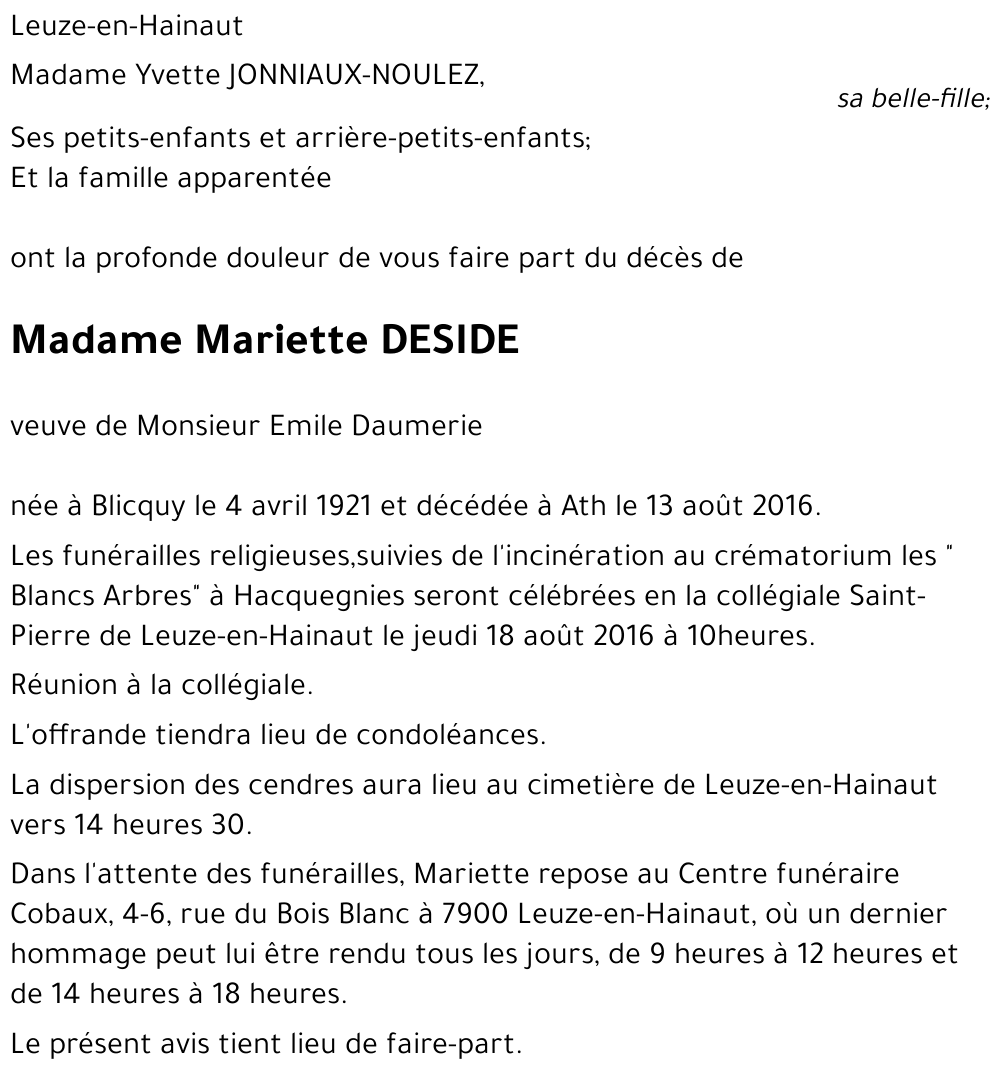 Mariette DESIDE