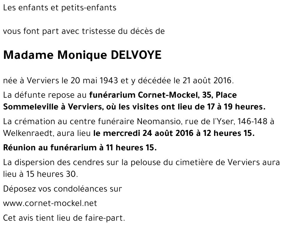 Monique DELVOYE