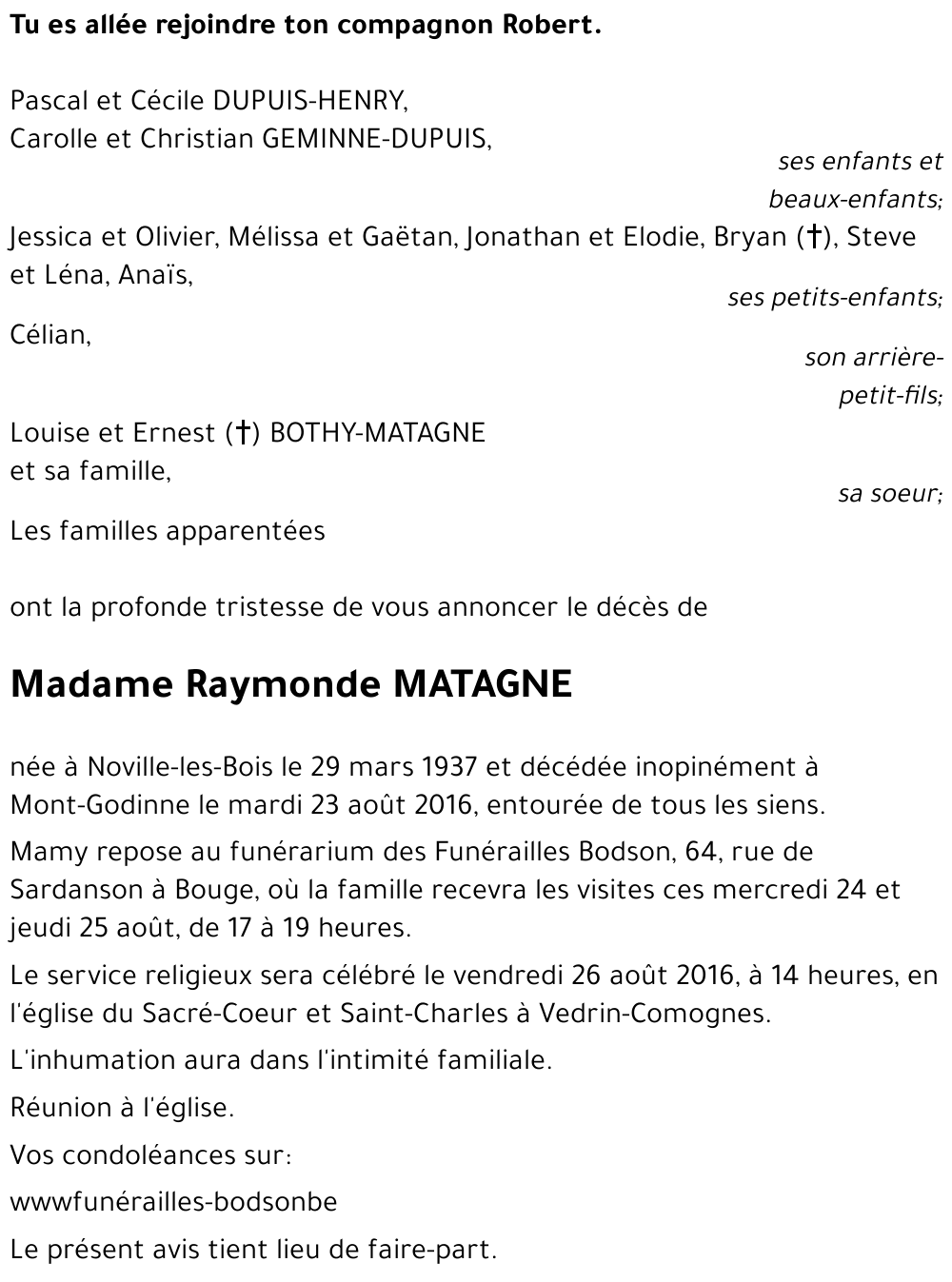 Raymonde MATAGNE