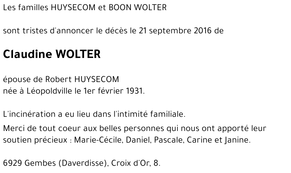 Claudine WOLTER