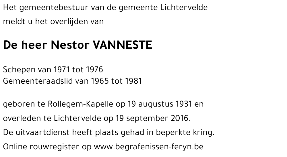 Nestor VANNESTE