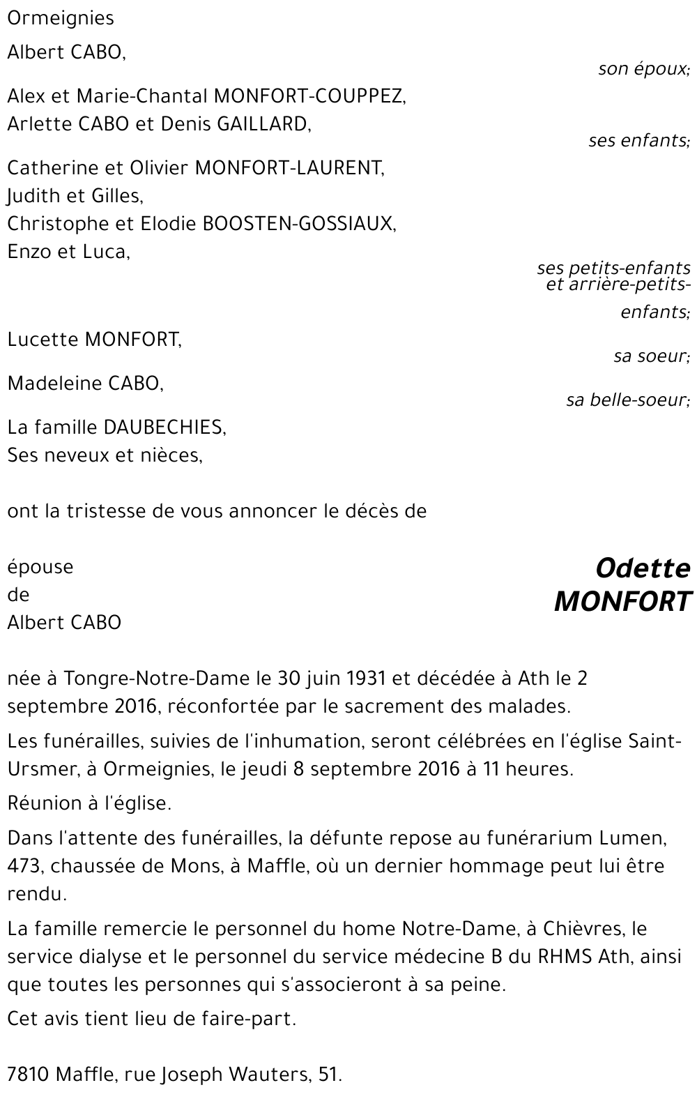 Odette MONFORT