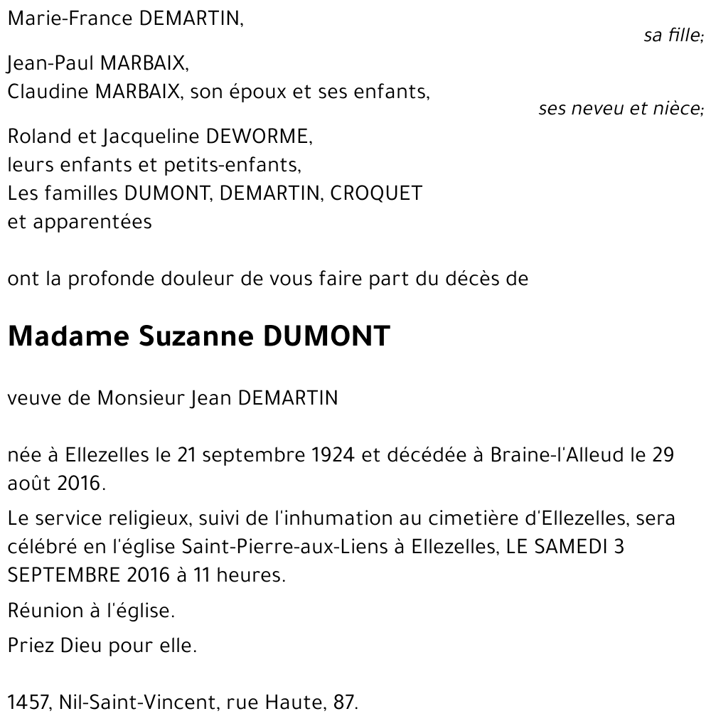 Suzanne DUMONT