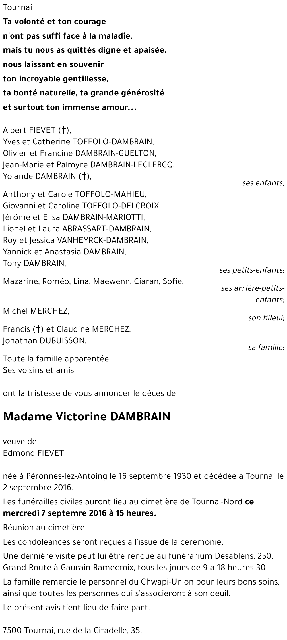 Victorine DAMBRAIN