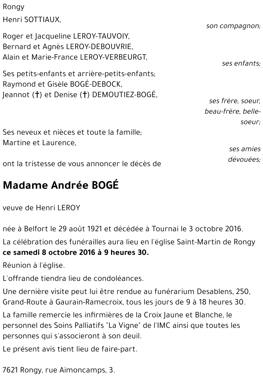 Andrée BOGÉ