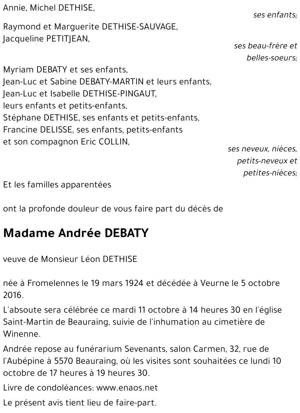 Andrée DEBATY