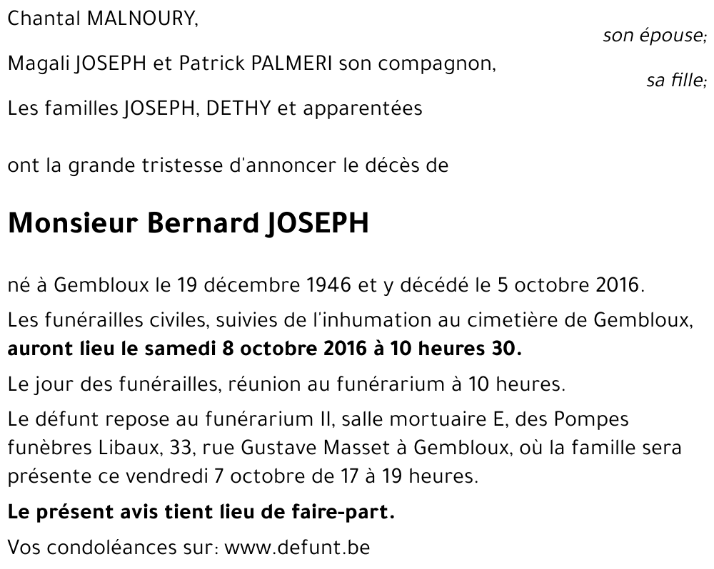 Bernard JOSEPH