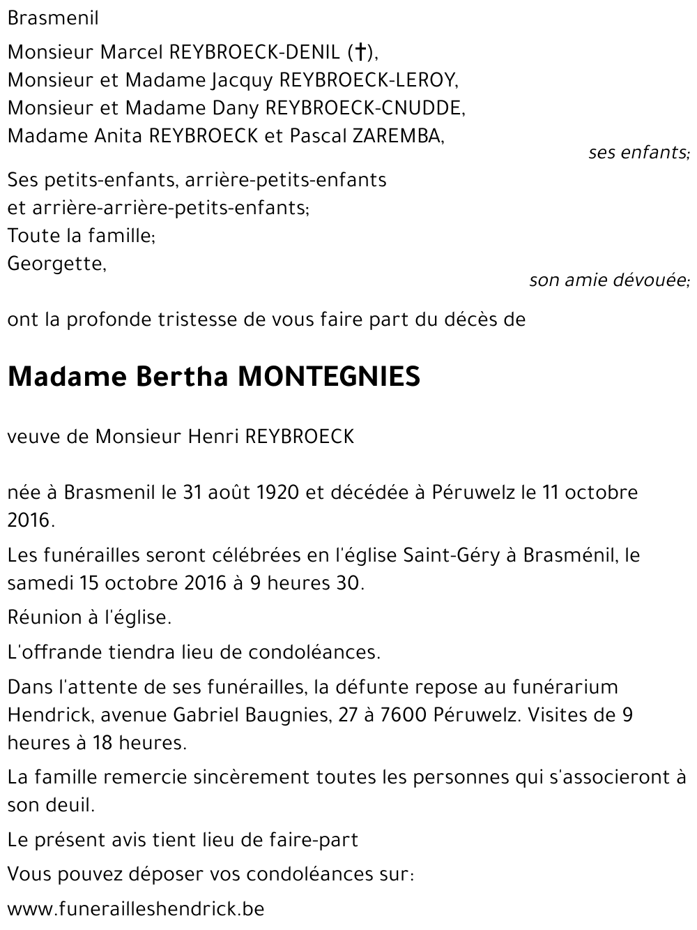 Bertha MONTEGNIES