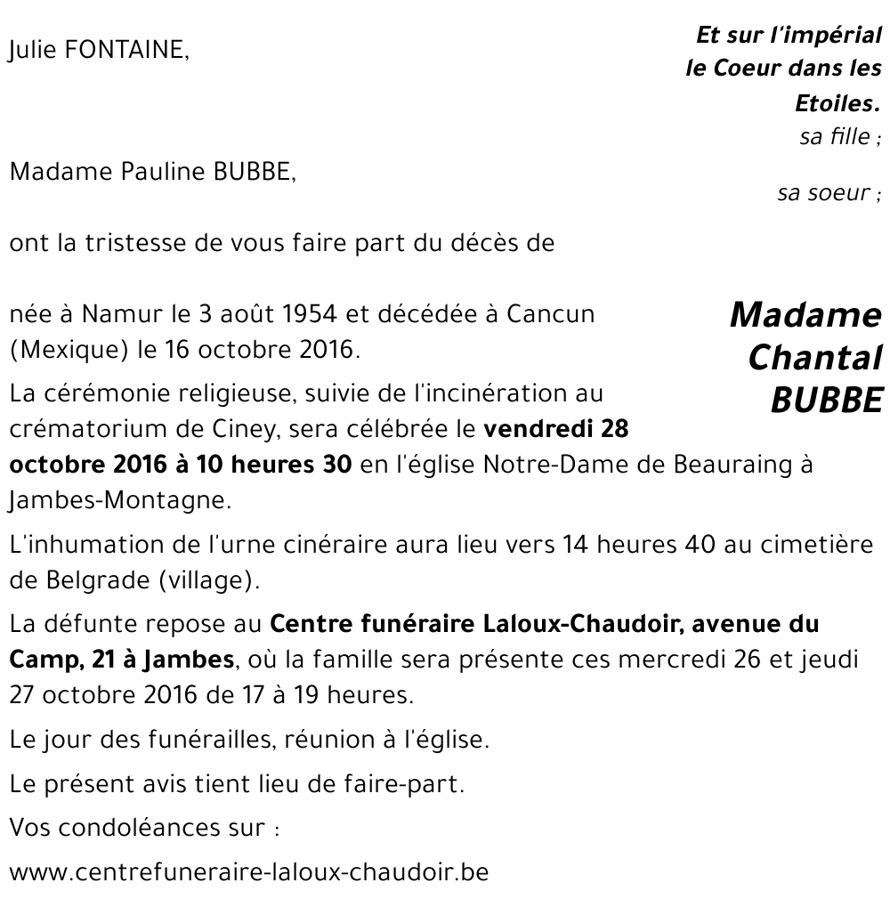 Chantal BUBBE