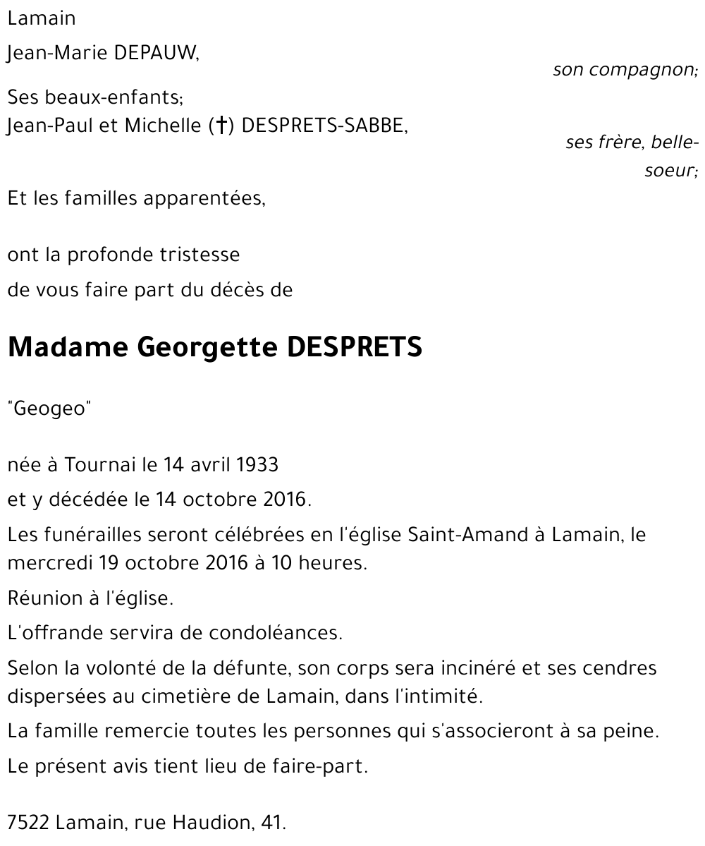 Georgette DESPRETS