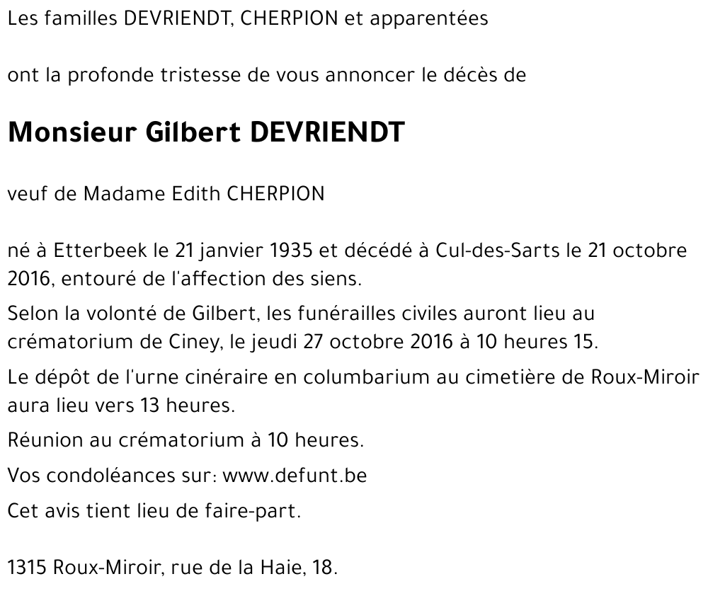 Gilbert DEVRIENDT