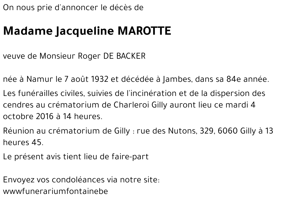 Jacqueline MAROTTE