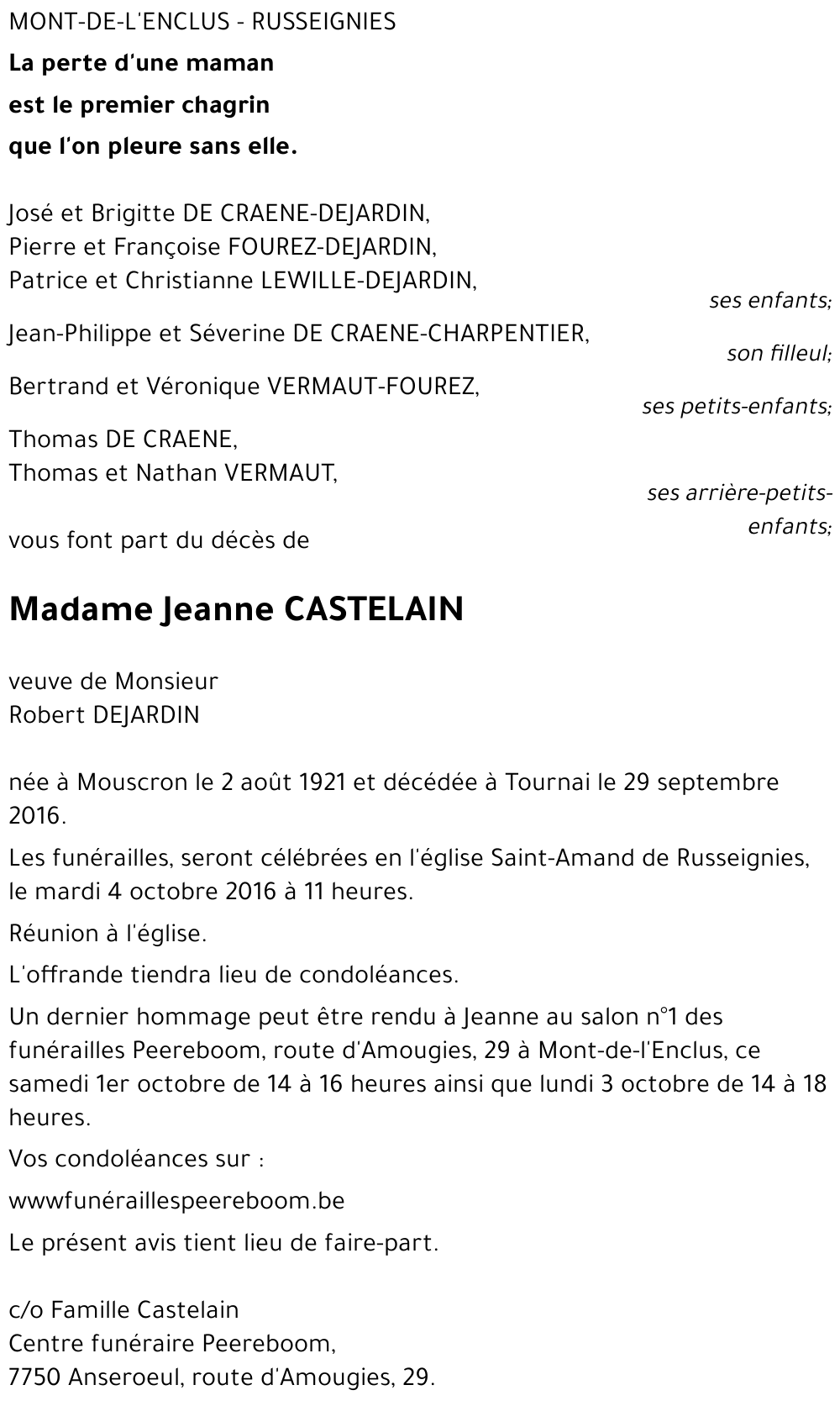 Jeanne CASTELAIN