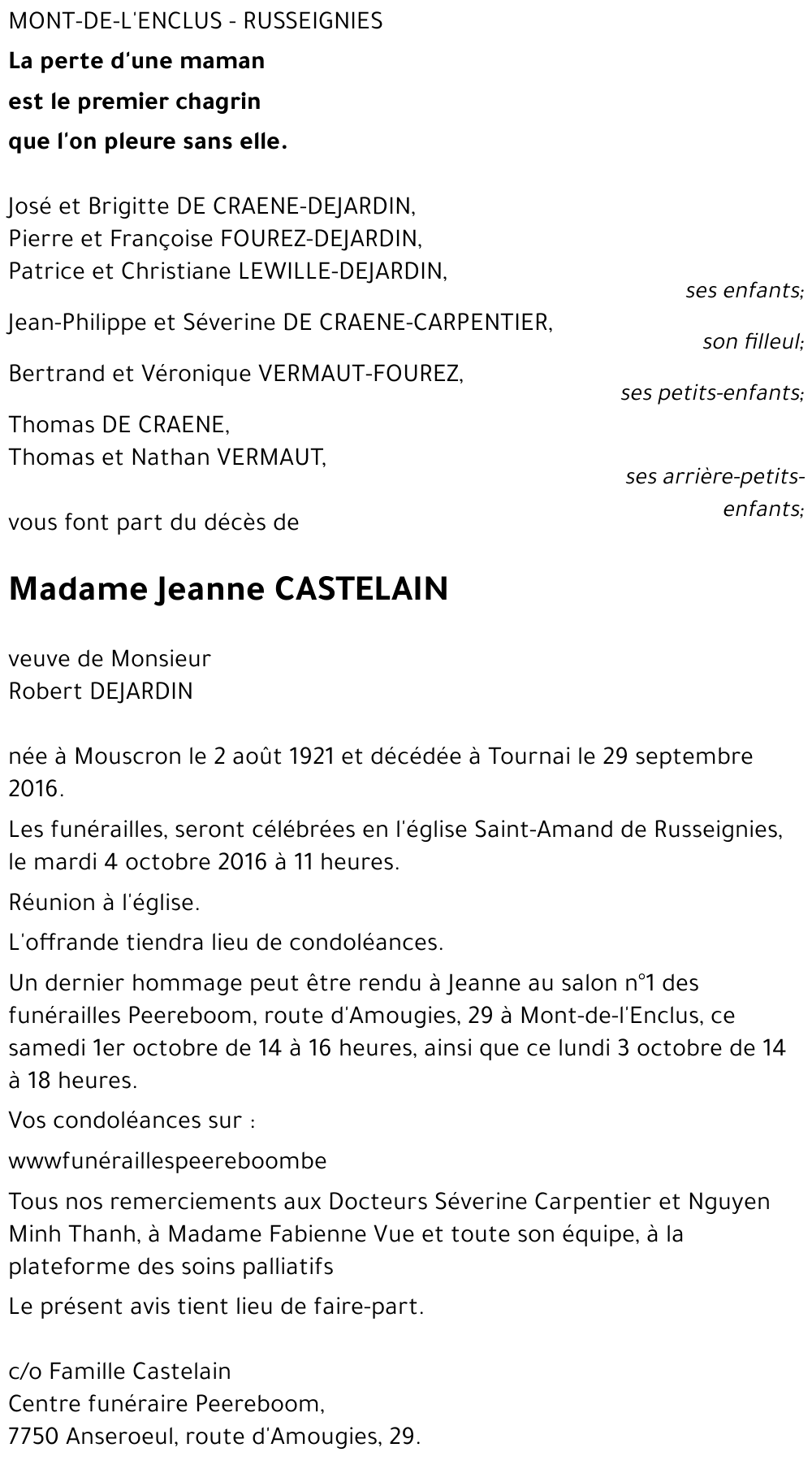 Jeanne CASTELAIN