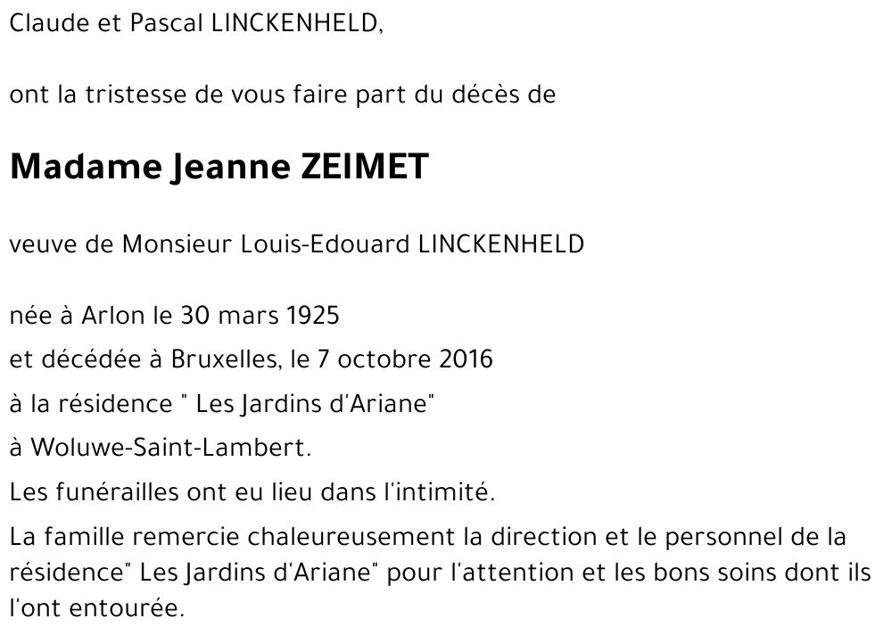 Jeanne ZEIMET