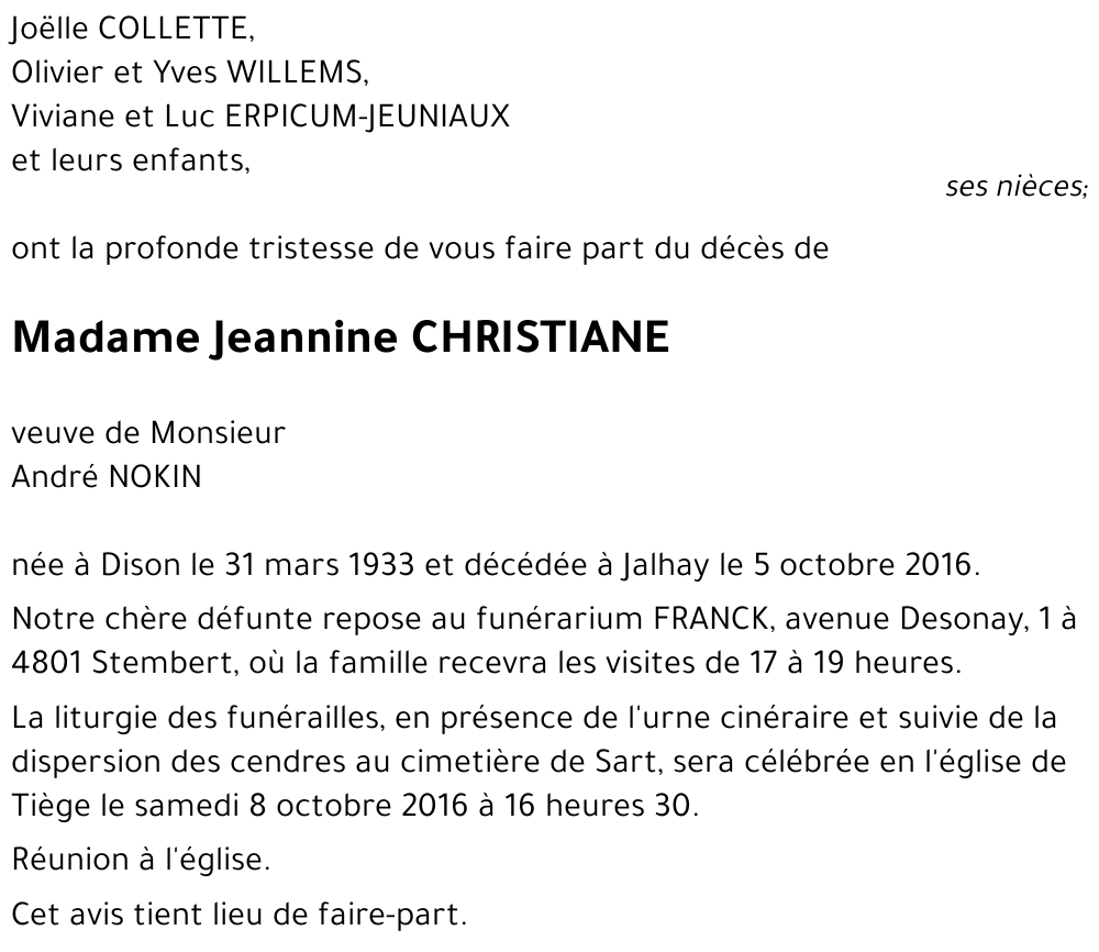 Jeannine CHRISTIANE