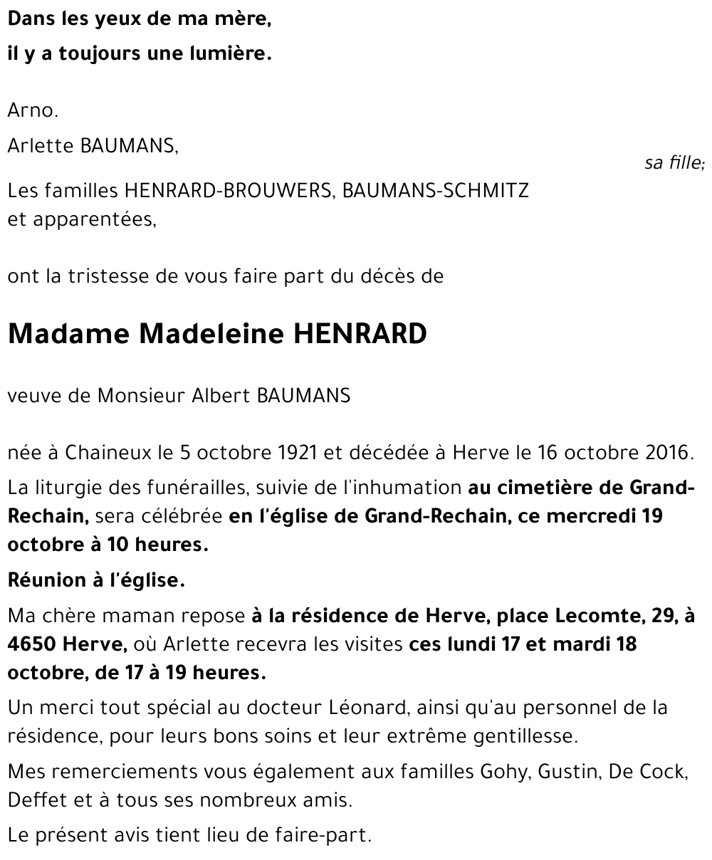 Madeleine HENRARD