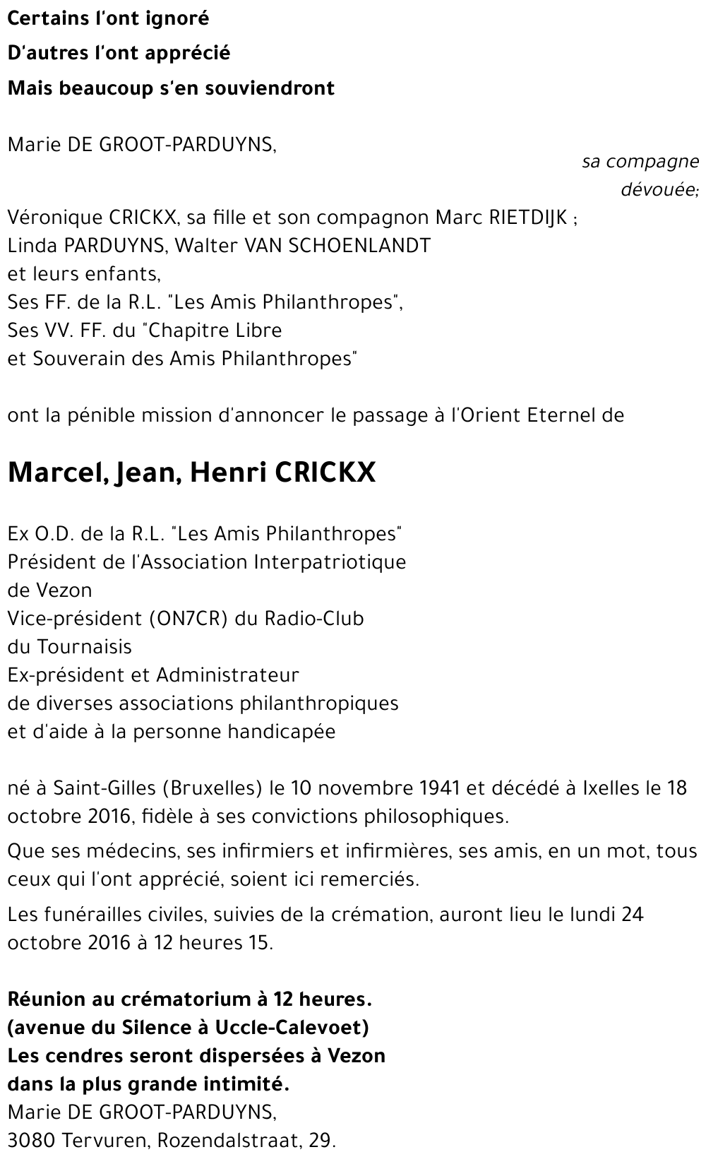 Marcel, Jean, Henri CRICKX