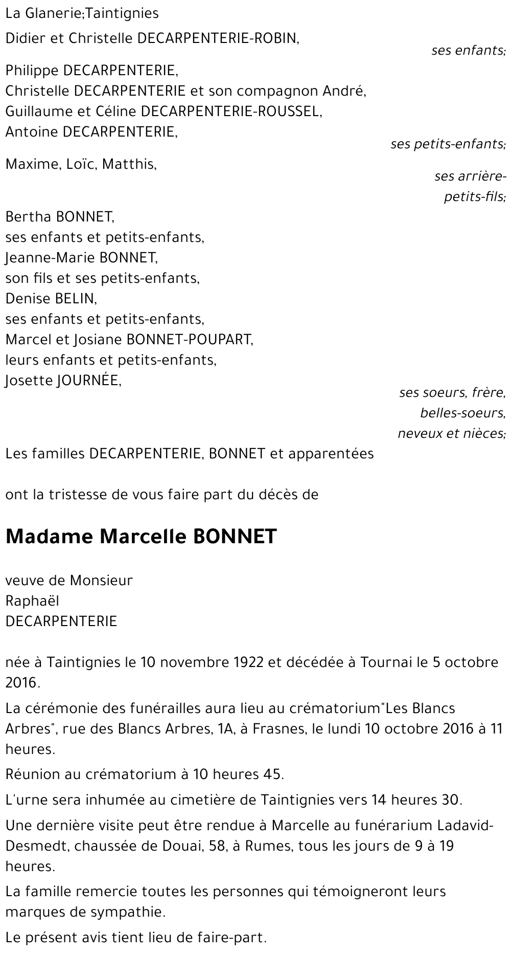 Marcelle BONNET