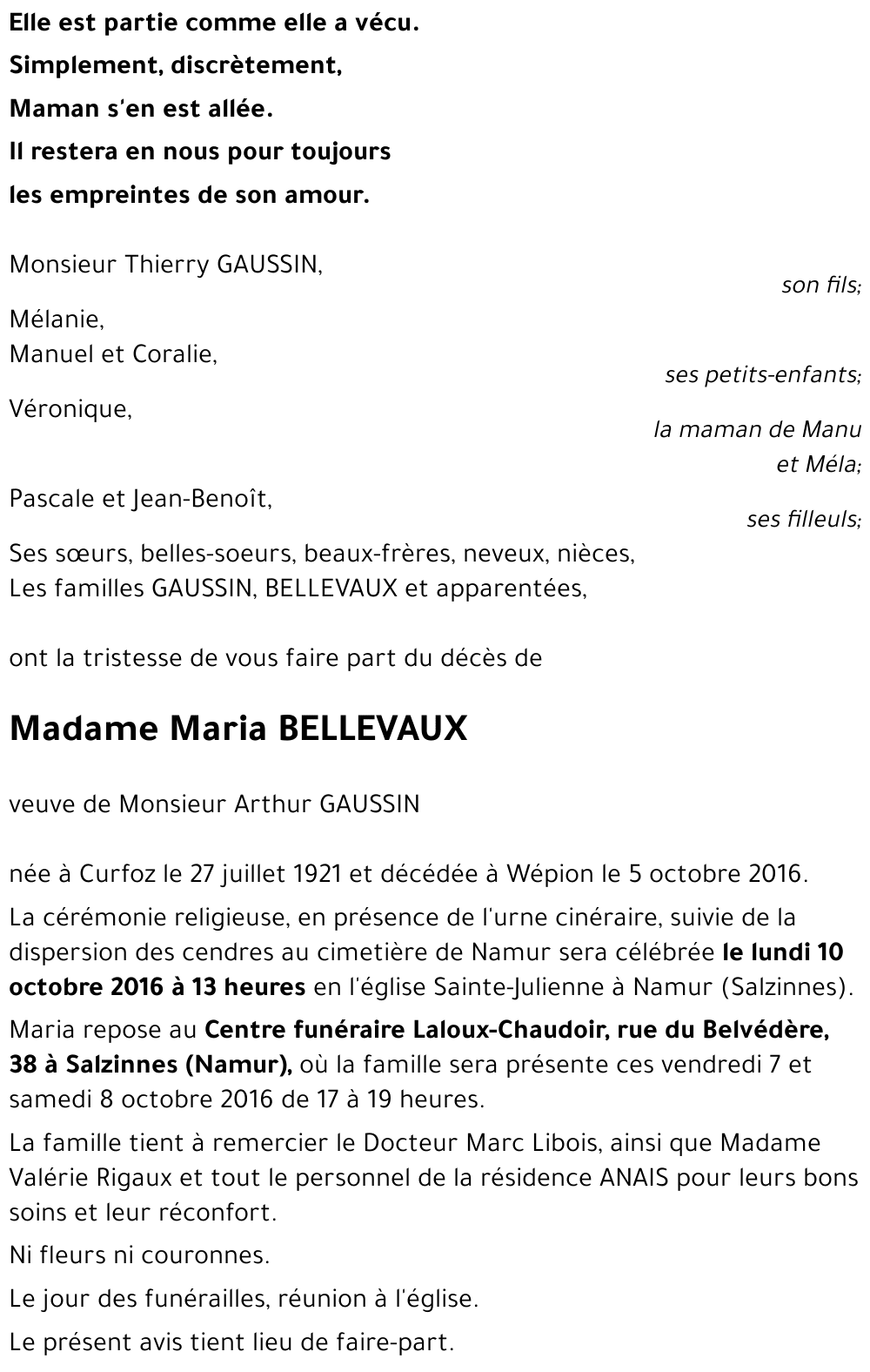 Maria BELLEVAUX