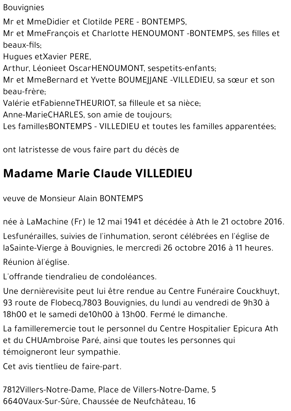 Marie Claude VILLEDIEU