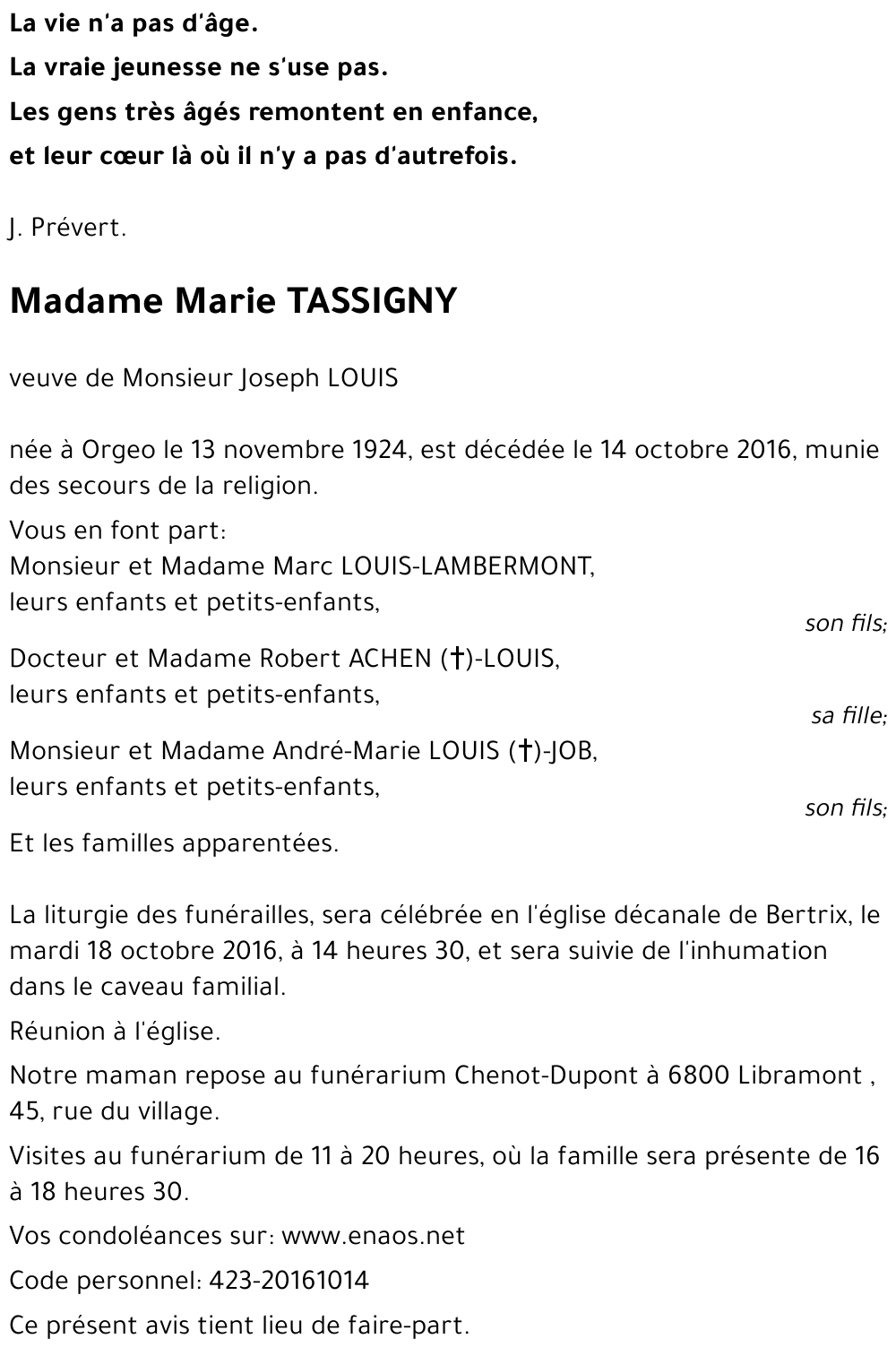 Marie TASSIGNY