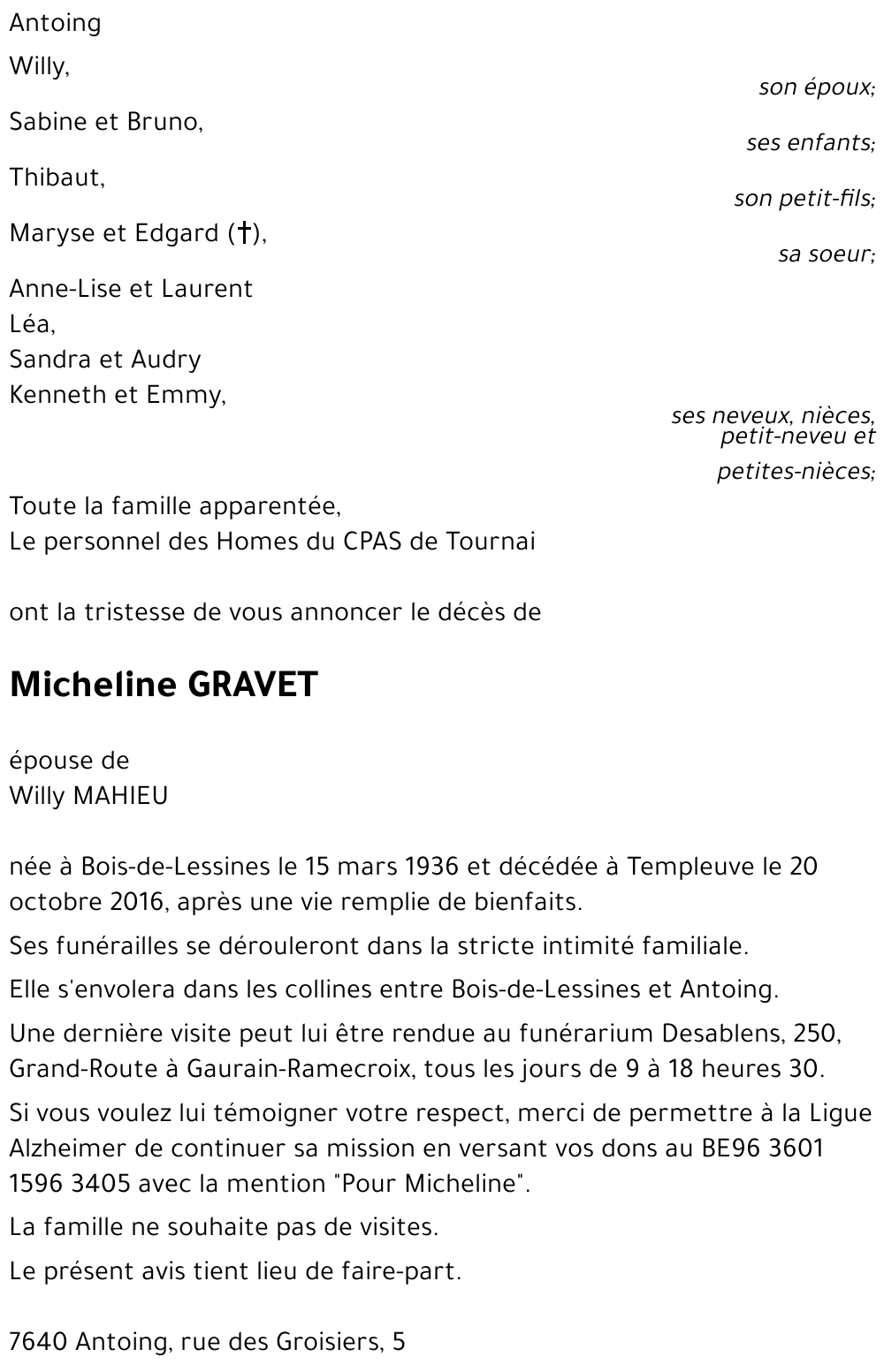 Micheline GRAVET