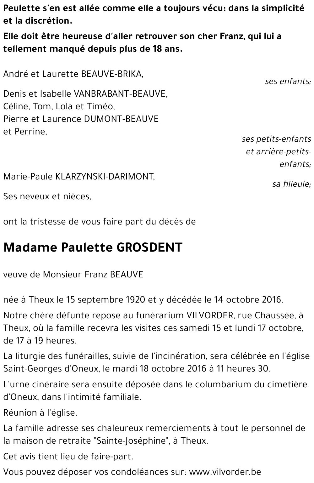 Paulette GROSDENT