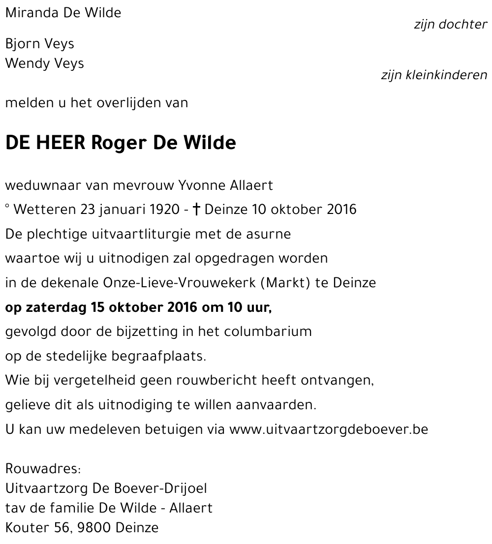 Roger De Wilde