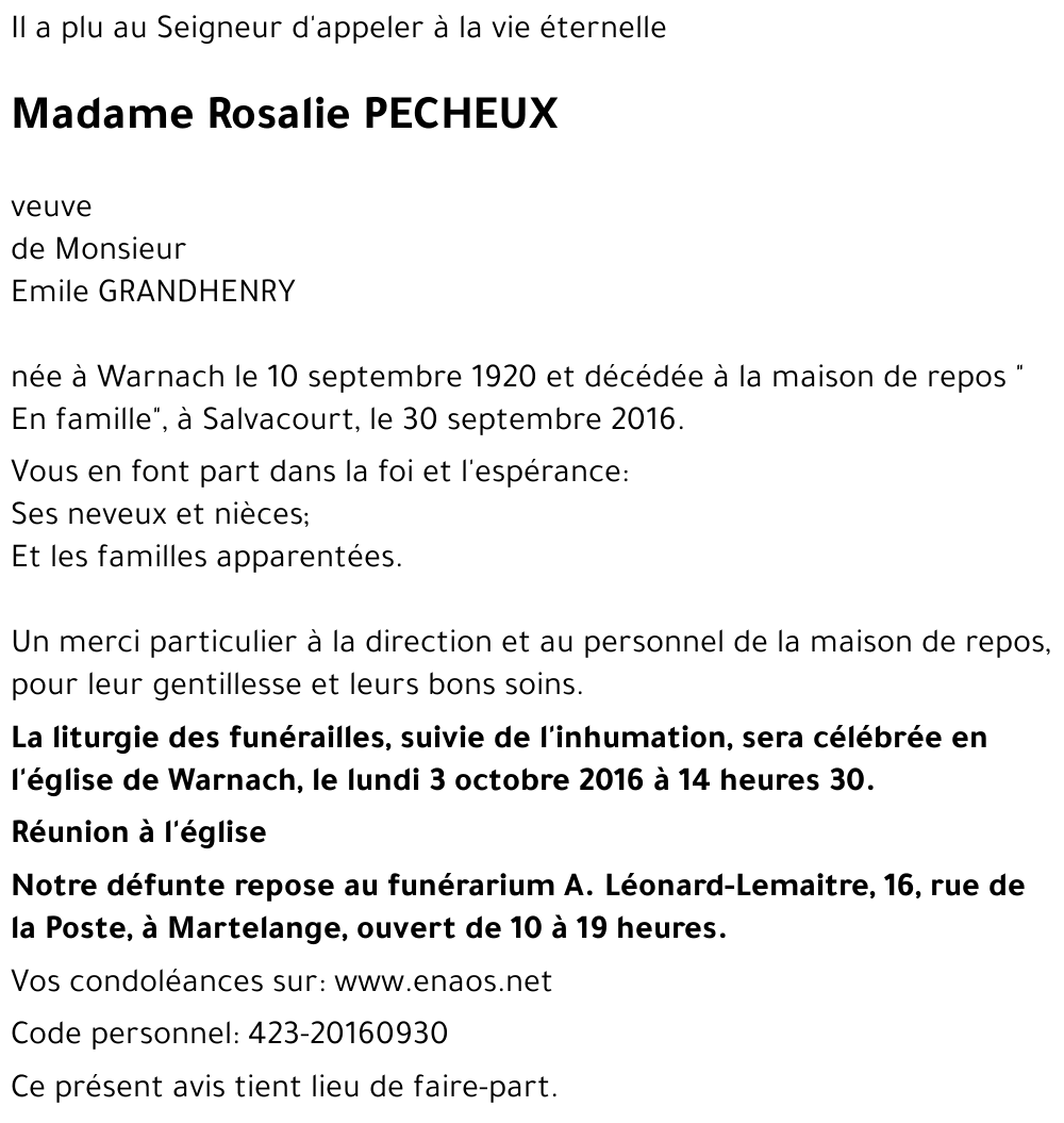 Rosalie PECHEUX