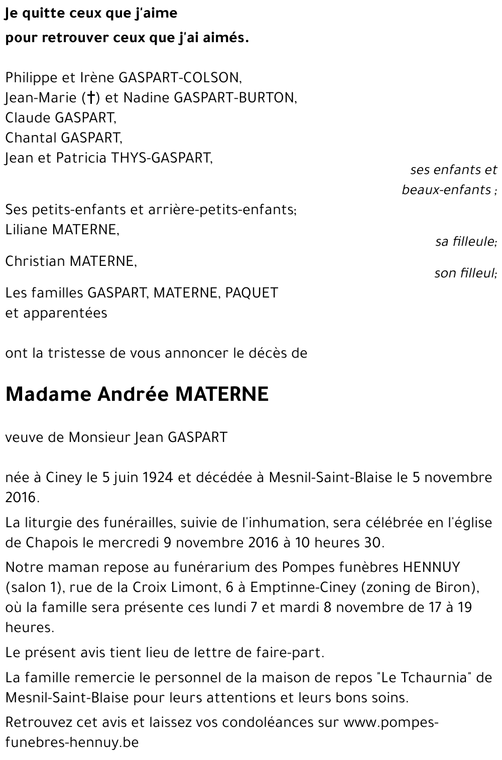 Andrée MATERNE