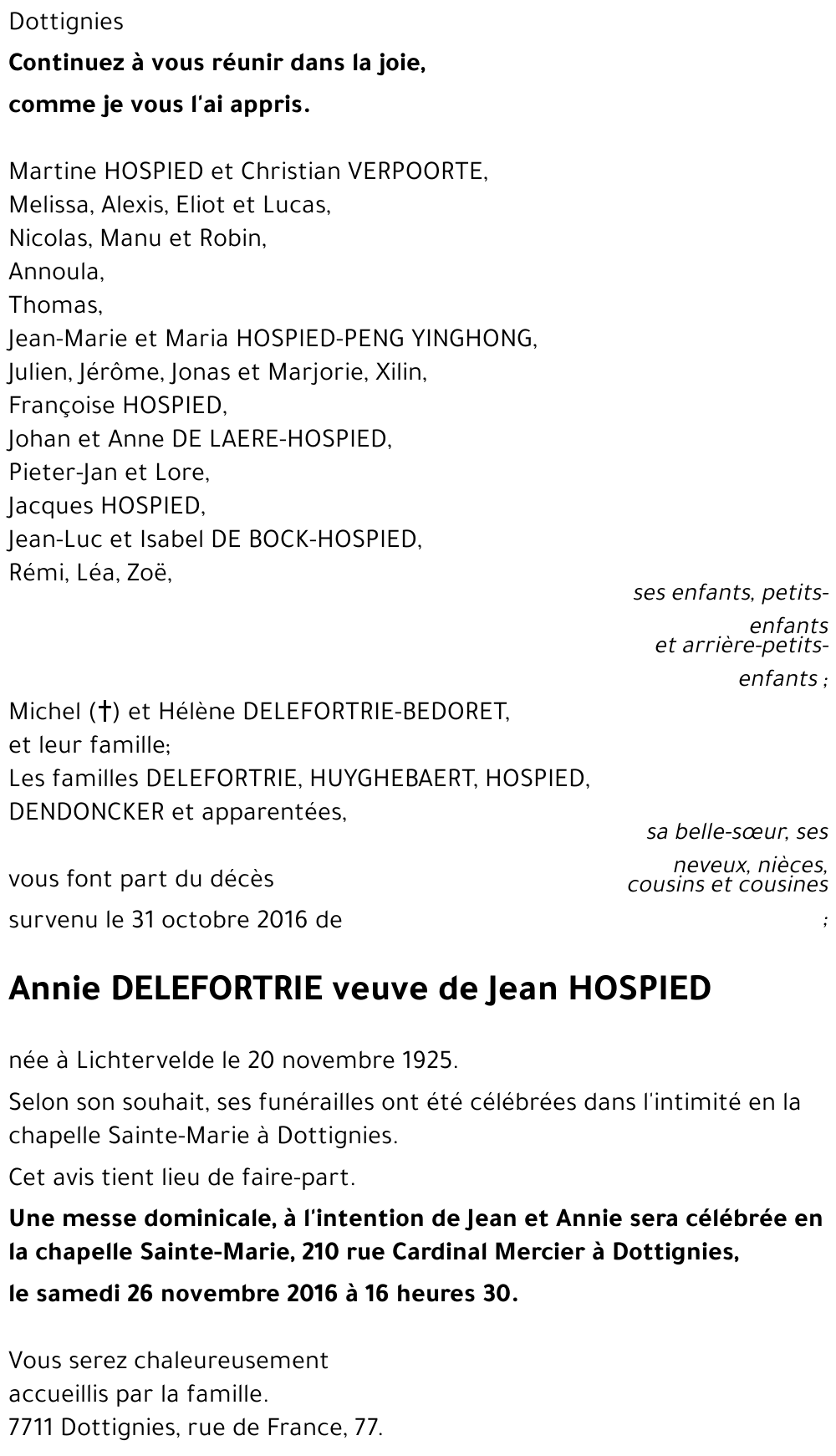 Annie DELEFORTRIE