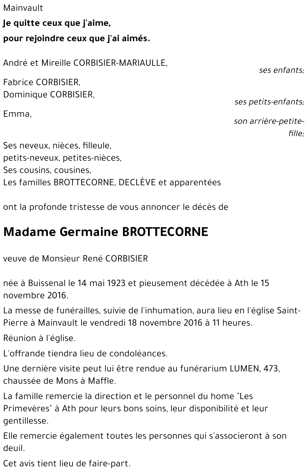 Germaine BROTTECORNE