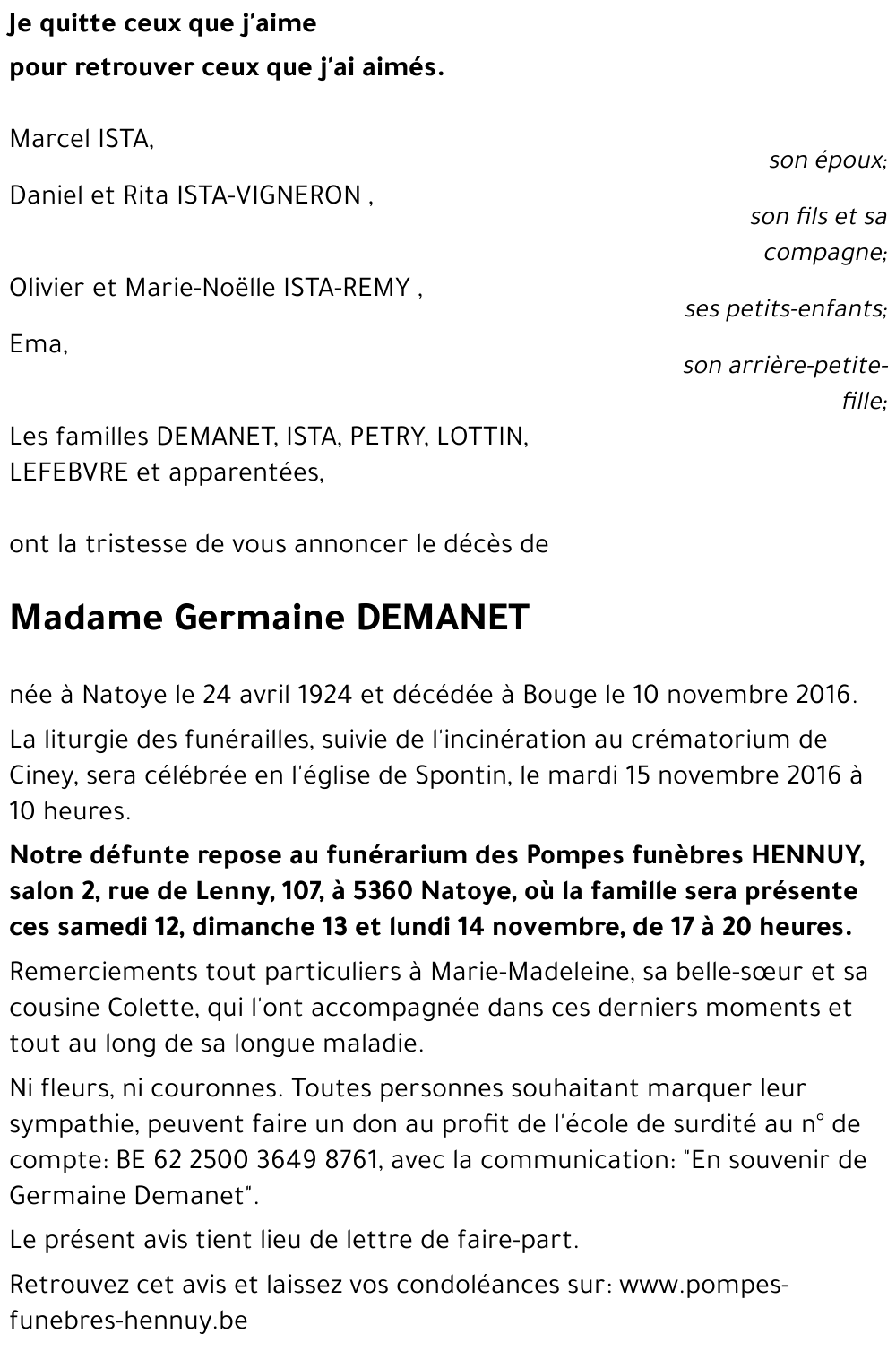 Germaine DEMANET