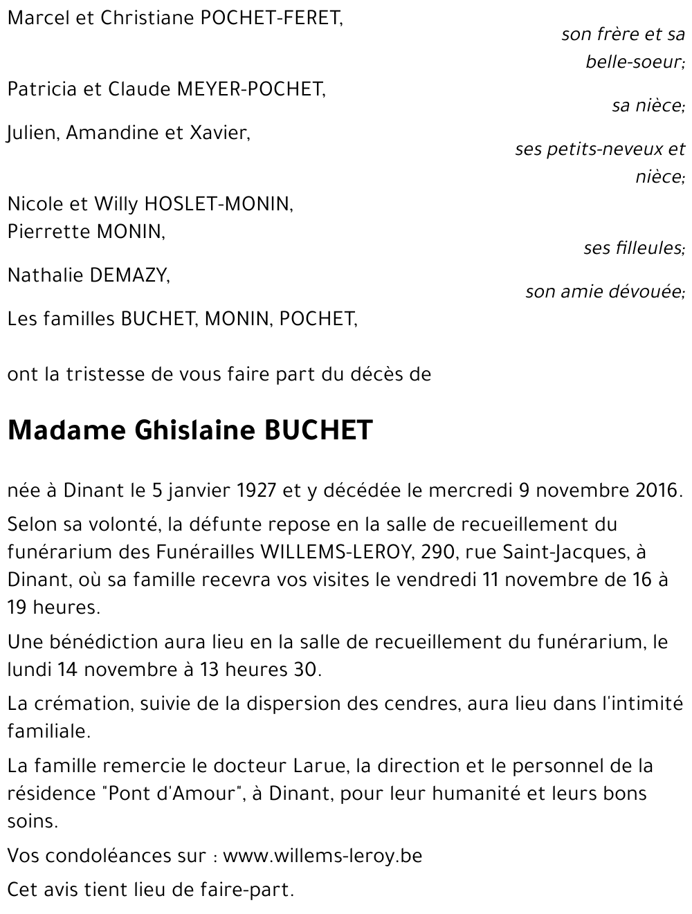 Ghislaine BUCHET